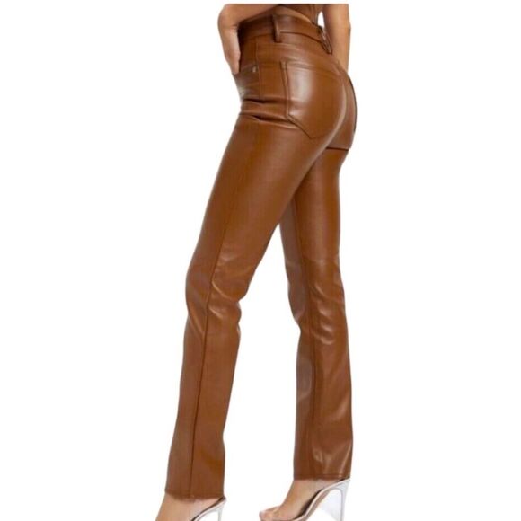 NWT Good American Better Than Leather Good Icon Pants Burnt Caramel Size 10 / 30 - Picture 1 of 10